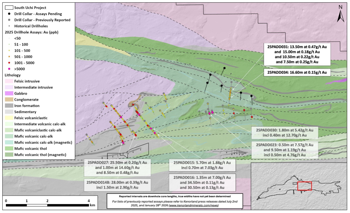 Figure 1. Plan map showing geology and drill hole locations in the Papaonga target area